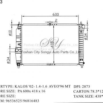 Auto Parts Car Radiator for Daewoo Kalos ′02 1.4-1.6