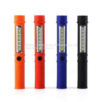 Mini Pen Work Portable Light Flashlight Torch Lantern 12+1LED With Built-in Magnet Night Maintenance Lighting