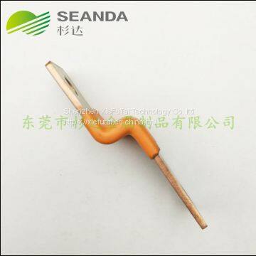 Customized orange soft copper busbar with heat shrinkable tube for battery pack