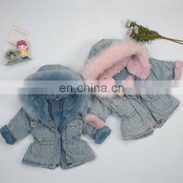 Winter Toddler Baby Girls Hooded Coat Jacket Kids Faux Fur Fleece Warm Thick Denim Warm Costume Boys Outwear photo-4