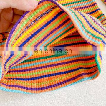 Autumn Baby Girls Colorful Tops Striped Kids Rainbow Tops Casual Solid Puff Sleeve Fashion Wholesale Children Clothing photo-6
