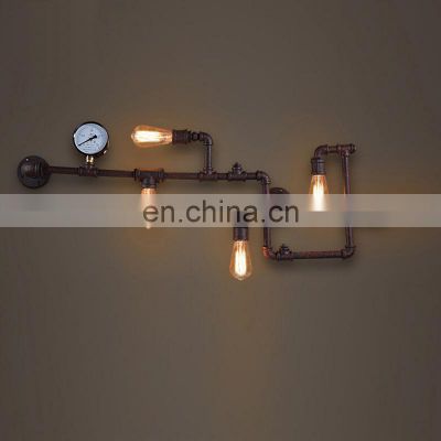 Steam punk Loft Industrial Iron Water Pipe Wall Lamp E27 LED Wall Lights for restaurant bar cafe