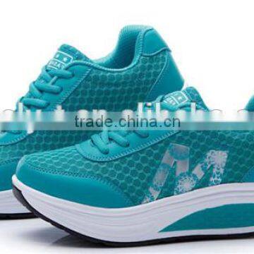 hot selling ladies women comfortable breathable high heel mesh lose weight sport waking shoes