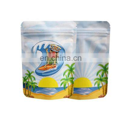 Logo Edibles Foil Plastic Zipper Food Childproof Packaging Printed White Bear Custom Smell Proof  mylar zip bags