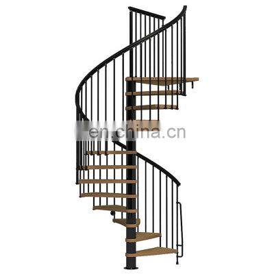 Indoor outdoor used glass iron handrail wood spiral staircase design price