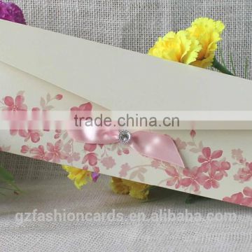 Pink Blossom Paper Material And Love Theme Wedding Card