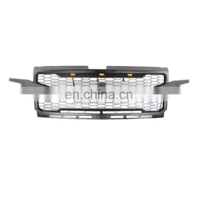 Front Bumper Grille For 2019 2020 Silverado 1500 Grill With 3 Amber+2 LED Lights