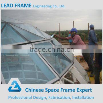 Customized steel dome space frame with long span glass roof