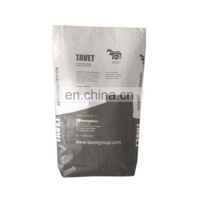 Square bottom type animal feed packaging bags plastic woven bag with BOPP laminated,20kg 25kg horse feed bag