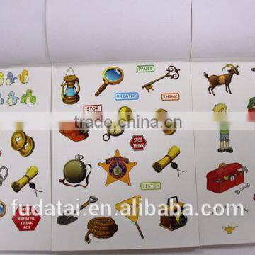 FDT custom art paper cartoon adhesive label perfect binding sticker book