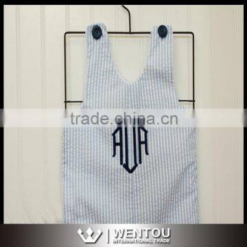New Design Monogrammed Seersucker Shortall For Children photo-3