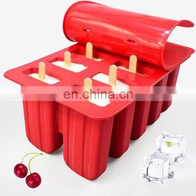 Amazing Food Grade Brazil Reusable Custom Red 10 Cavity Silicone Popsicle Ice Cream Mold