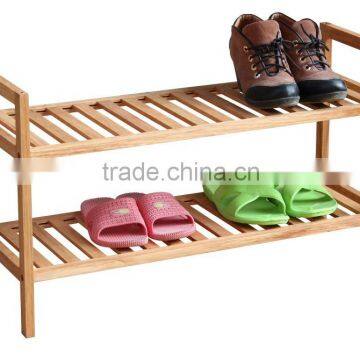 Eco-Friendly Walnut 2 Tiers Shoe Rack