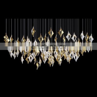 Professional customization of bar and villa lobby long chandeliers various luxurious crystal lights classic copper lights