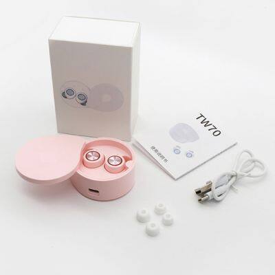 TW70 Earphone wireless Bluetoth headset 5.0 stereo TWS earplug Mini subwoofer portable touch control Headphone Earbuds