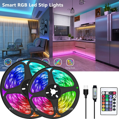 5V LED light strip USB 24-key infrared Bluetooth 5050RGB colorful light strip TV background atmosphere light strip