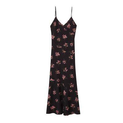 Printemps 2025, nouvelle robe midi pour femmes en style européen et américain, simple avec imprimé