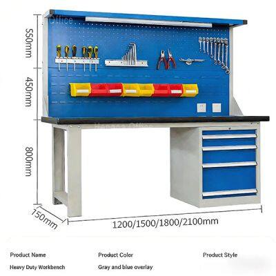 Anti-Corrosion Industrial Worktable for Heavy Duty Metalworking, Powder Coated Steel Workbench With Integrated Tool Rack and Cabinet, Best Selling photo-1