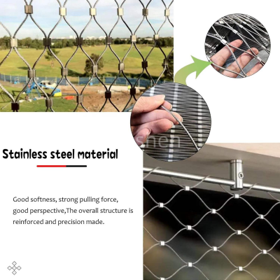 Flexible Stainless Steel Wire Rope Mesh, Woven Zoo Aviary Netting, Stainless Steel Cable Sheath, Elegant Stainless Steel Rope Netting