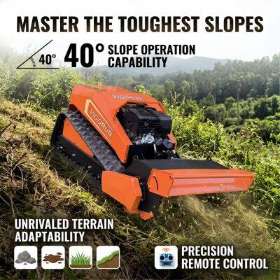 Vigorun Industrial 420cc 4-х тактный 1000 Вт безпроводной рубильный мульчер с гусеницами из резины, сельскохозяйственный робот-ползун, бензиновый, самоподвижный