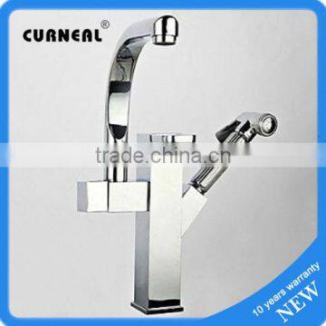 Deck Mounted Kitchen Sink Water Tap Double Headed Faucet