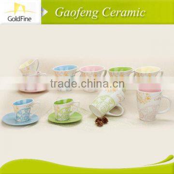 ceramic stoneware cup with saucer