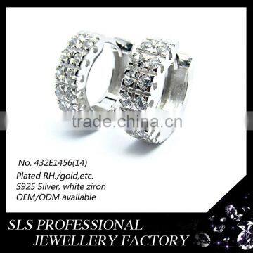 Sheng lei shi jewelry limited wholesale brazil earrings for boys sterling Silver Twin Hoop CZ Earrings