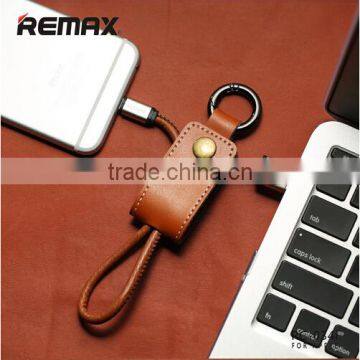 Remax USB Adapter Charging Date Cable With Leather Lanyard Keychain For iPhone