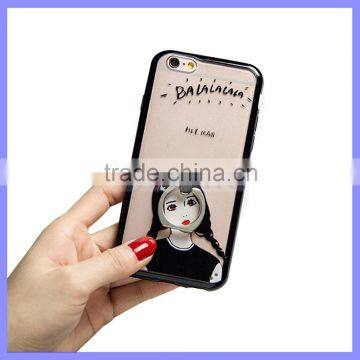 Man Woman Gril Hard TPU Mobile Phone Kickstand Case With Ring Holder For iPhone6S/ 6S plus