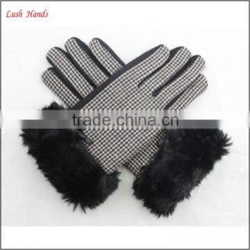 Ladies Fur Cuff Fashion Woolen Gloves With Wholesale Price photo-3