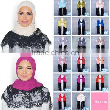 Latest Design Women Fashion Muslim Hijab Maxi Plain Viscose Lace Scarf                        
                                                Quality Choice