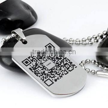 Stainless Steel Personalised Custom Engraved Dog Tag QR Code Pendant