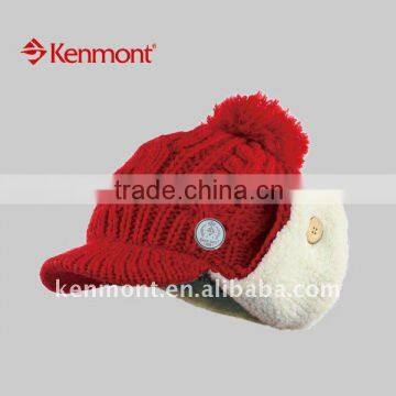 handmade earflap hat with pom ,top ball ear flap beanie