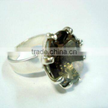 High Quality Smokey Topaz silver gemstone rings