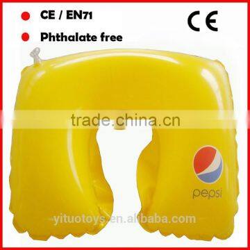 Yellow non-toxic PVC inflatable beach pillow can customize your LOGO