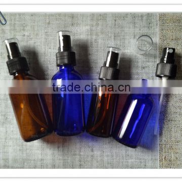 1oz 2oz Blue Amber Boston Round Bottle With Mist Spray