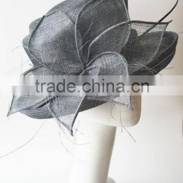 New sinamay hat/church hat/wedding hat factory wholesale in steel grey                        
                                                Quality Choice