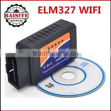 Best quality New WIFI ELM 327 wi fi OBD2 / OBDII ELM327 wifi V1.5 for Android IOS Auto Diagnostic Scanner Tool