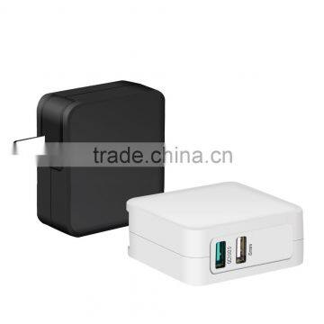 New USB charger 2 ports 1*5 V 2.4A+1*QC2.0/3.0 have EU US UK Plug