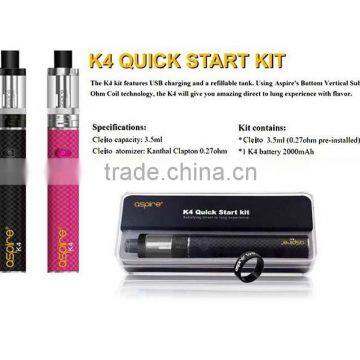 Fast delivery 2016 new vape starter kit Aspire K2 K3 K4 quick starter kit