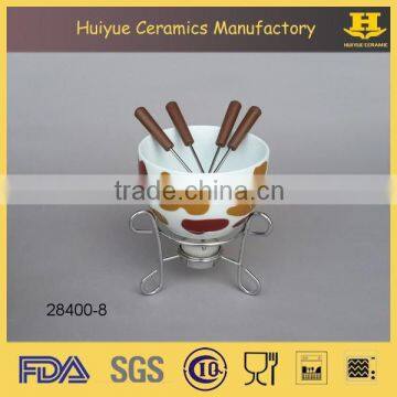 Ceramic Chocolate Fondue Set, White Fondue photo-3