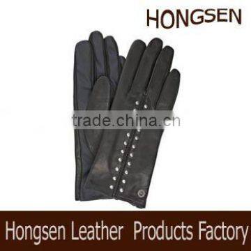 HS119 ladies winter studded leather gloves