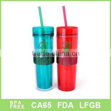 2016 New design customizedtravel bling mug with straw