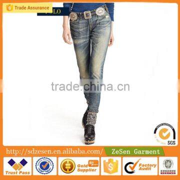 Personality Ladies Denim Jeans OEM Fashion China Jeans Trousers For Sale