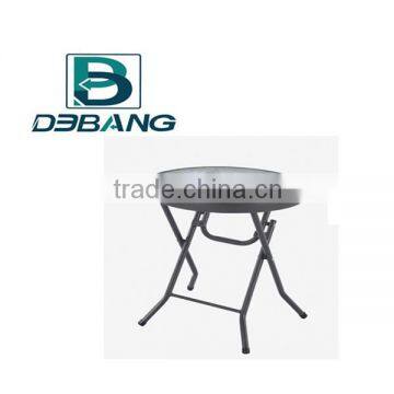 Folding Camping Glass Table With Steel Tube For Picnic