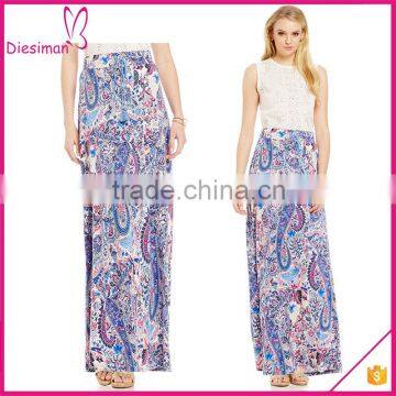 Women Viscose Paisley Print Elegant Bohemian Maxi Skirt Wholesale