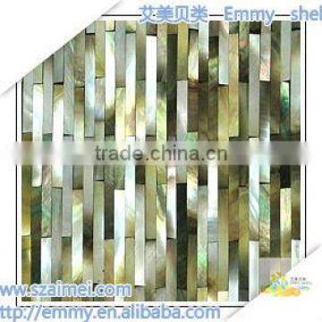 luxury strip black/gray mother of pearl seashell mosaic wall tile factory price