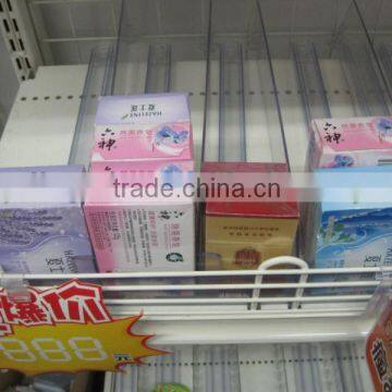 plastic transparent shelf pusher tray for cigarette