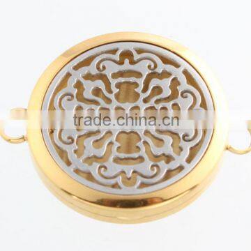 Hot Sale Round Gold And Silver Old World Cross Aromatherapy Essential Oils Diffuser Locket For Bangle Bracelet