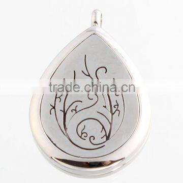 Water Drop Silver Flourish Aromatherapy Essential Oils Diffuser Locket Necklace Pendant